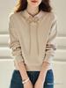 Stand Collar Frog Button Long Sleeve Hoodie - Women's Plus Velvet, Autumn/Winter 2025, Chic National Style Top