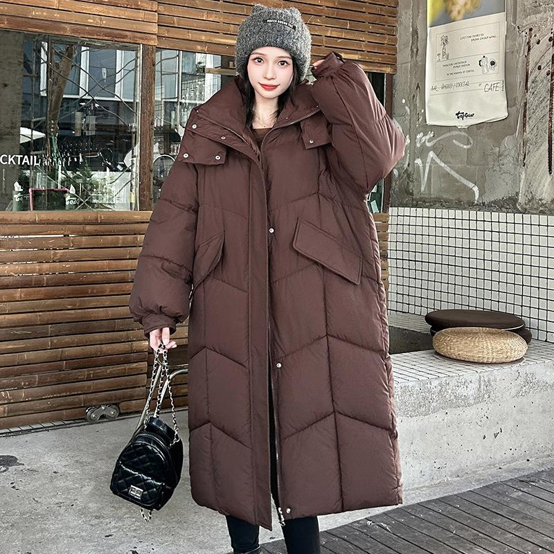 Hooded Over the Knee Long Big Quilt Cotton Clothes Women's Winter New Fashion Thickened Loose Warm Cotton Coat