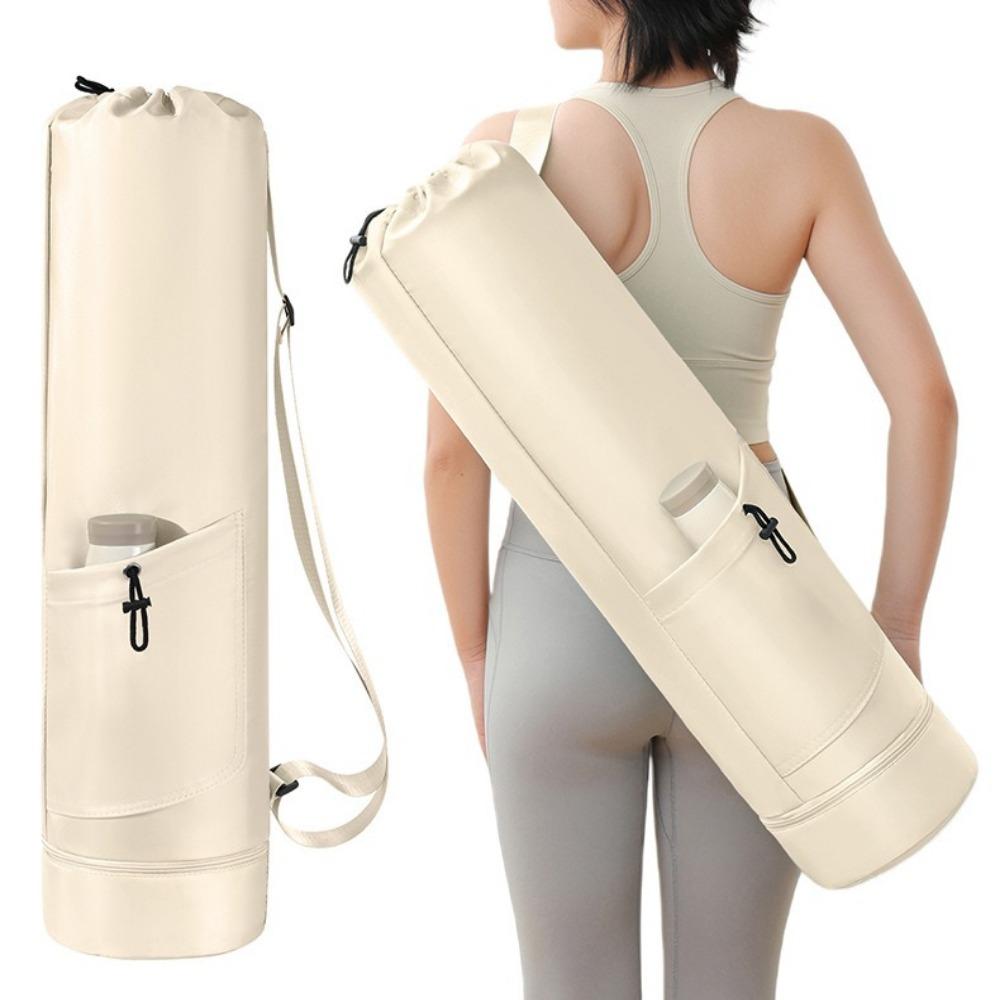 Large Capacity Yoga Mat Storage Bag Waterproof Gym Yoga Bag Portable Fitness Mat Carrier Fitness бежевый