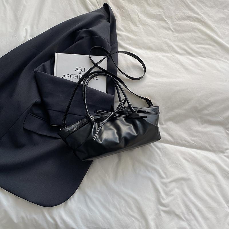 Корейская версия bow fresh 2025 весна-лето трендовая мода водный бант кроссбоди портативная сумка-корзина для овощей женщина чёрный