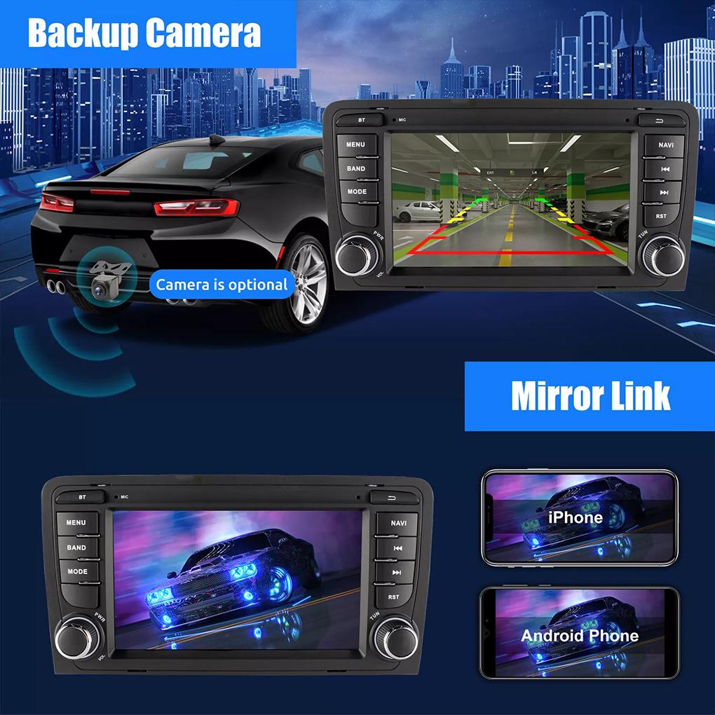 Black Bluetooth Android Auto ID3tag And RDS Satellite Radio Android Radio Sat Nav Compatible WMA