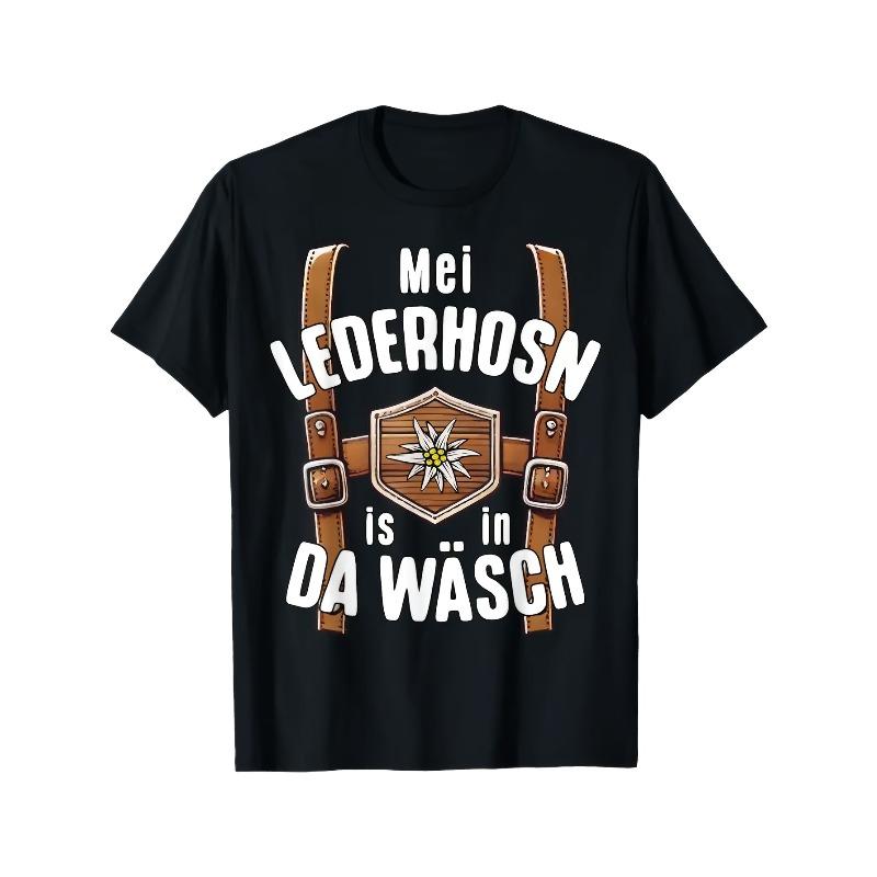 European Size Men s Oktoberfest Costume Shirt - Bavarian Beer Party T-Shirt with German Text, Non-Stretch Fabric for Themed Events S