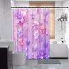 Dreamy Pastel Floral & Heart Bath Curtain - Romantic Digital Print, Polyester,Machine Washable, Stylish Bath Accessory