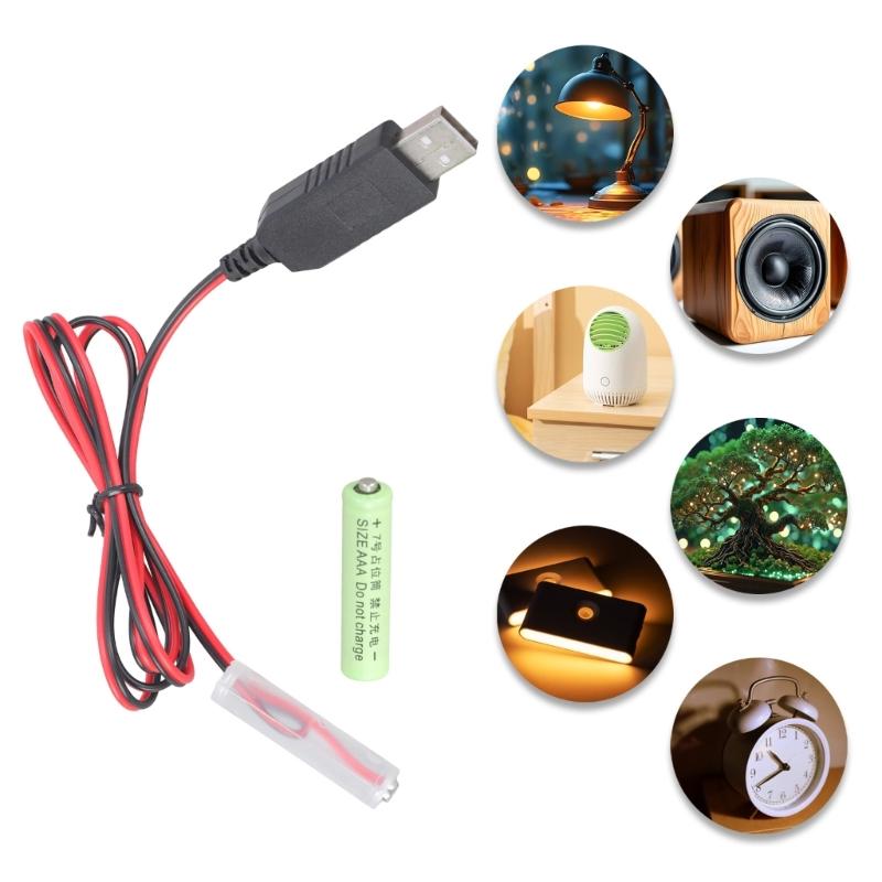 4.5V LR03 3A Battery Elimination USB Power Supply Cable Replacement 3Pcs 1.5V LR03 3A Battery Cable for LED Light
