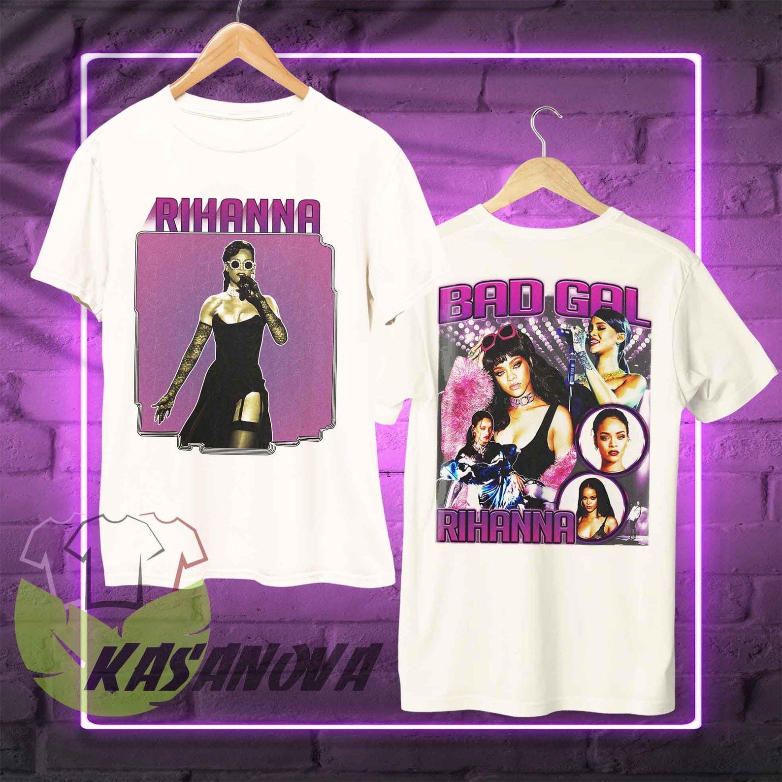 Rihanna Bad Gal T-Shirt, Retro R&B Pop Hip Hop Music Merch T-Shirt L