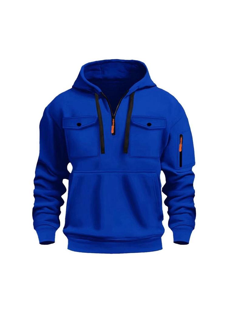 Herren Herbst/Winter Lässiger Vielseitiger Mehrere Taschen Plus Samt Langarm Hoodie