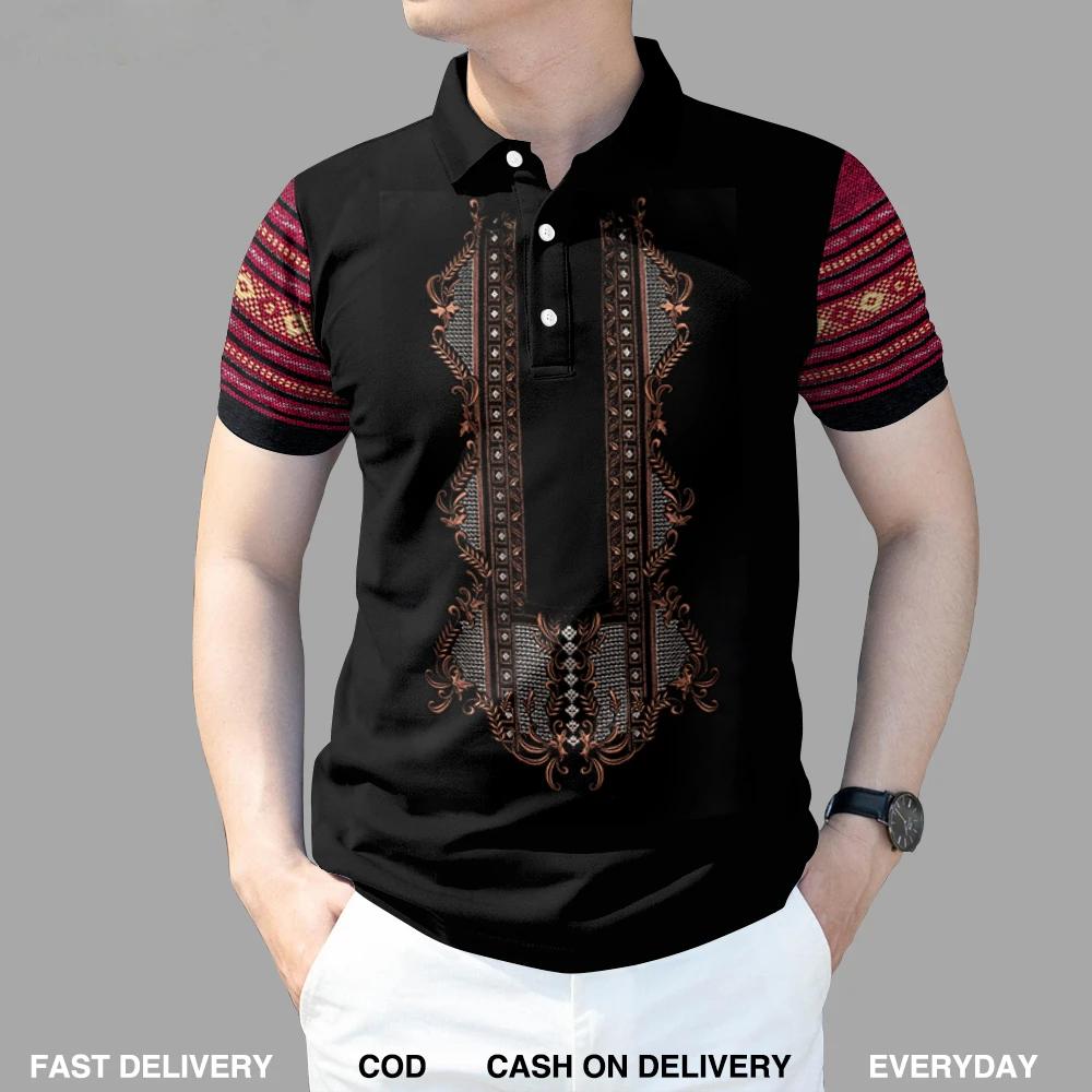 Tropical Floral Print Short Sleeve Polo Shirt, Casual Summer Essential