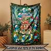 Custom Name Personalized The Smurfs Print Blanket, Home Decor, Bedroom, Sofa, Camping, Couch, Gifts for Birthday Christmas