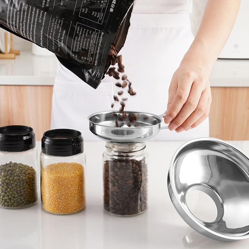 Canning Funnel Stainless Steel Cooking Tools Wide Mouth Canning Funnel Hopper Filter Leak Wide-Mouth Can For Oil Wine Kitchen