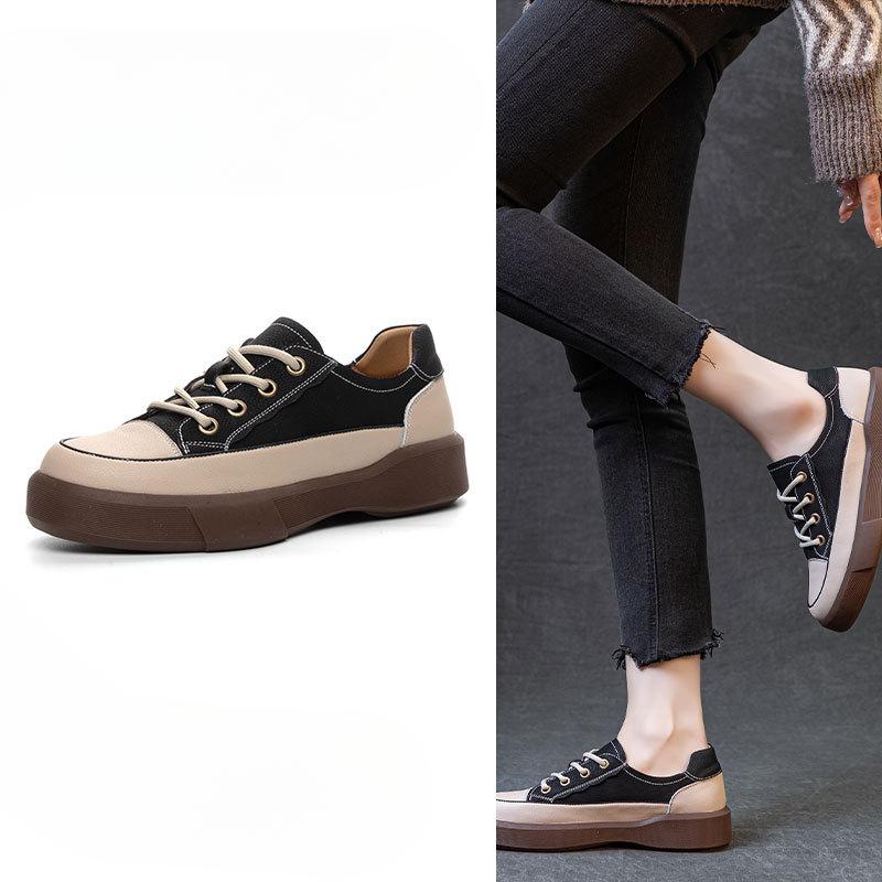 Retro and Versatile Thick-soled Women's Insole Height-increasing Casual Women's Shoes