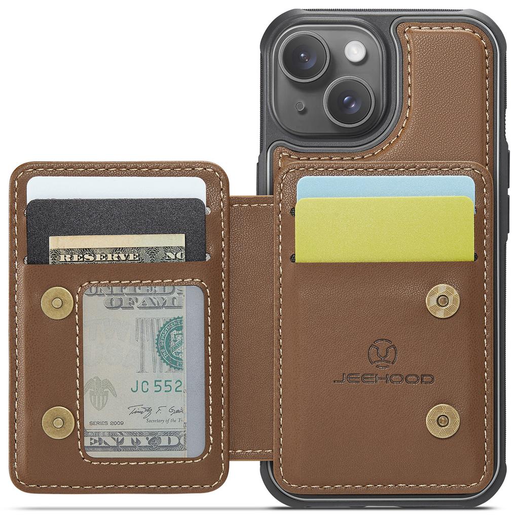 For iPhone 14 Plus Case Leather Mobile Cover with Detachable Magnetic Card Bag