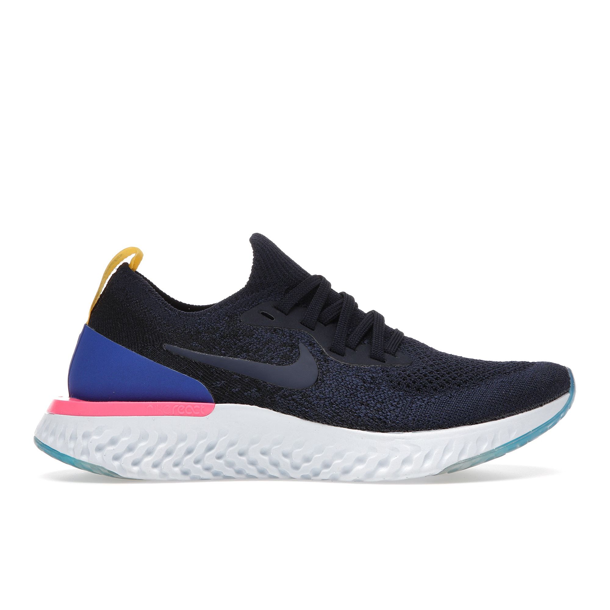 

Nike Темно-синие женские кроссовки Epic React Flyknit College Blue College-Navy-Pink-Blast AQ0070-400