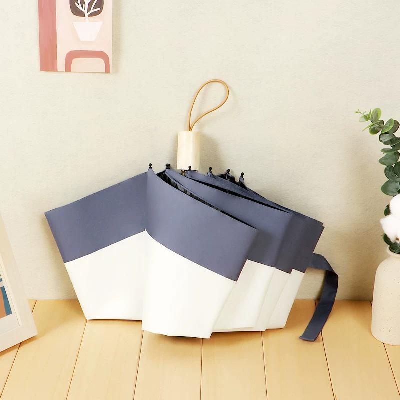 Sun Umbrella Female Foldable Rain Dual-Use Ins Wind Pure Color Minimalist Automatic Sun Protection UV Protection Sun Umbrella