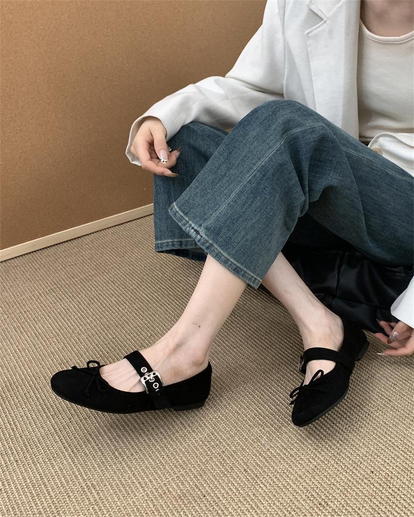 Flat Bottom Round Head Design Single Shoes Women's Shoes 2025 New Spring and Autumn Bow Gentle Ballet Mary Jane Shoes