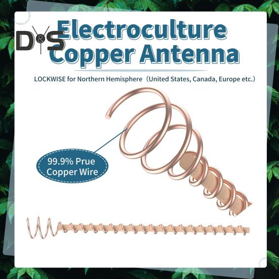 Electroculture Plant Stakes Copper Gardening Antenna Stakes Spiral Copper Wire On Wooden Stakes for Electroculture Plants Fruits Vegetables Growth