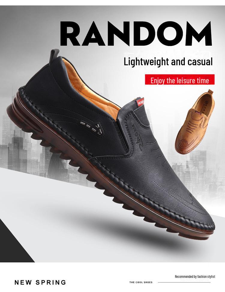 2022 Men's Hand-sewn Casual Leather Shoes - Soft Leather Sole (Spring & Autumn) Style 521