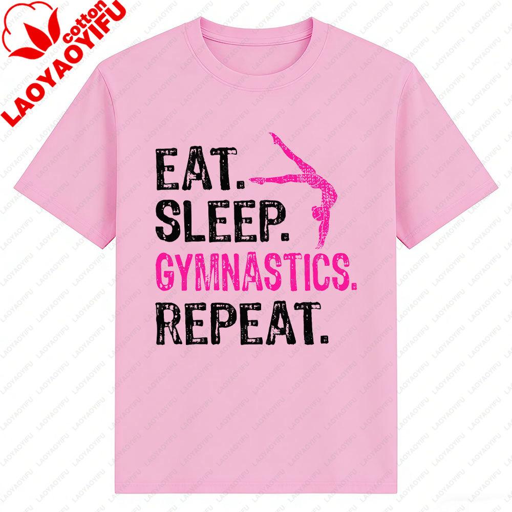 Eat Sleep Gymnastics Repeat Gymnastics Player Graphic T Shirts Gift Gymnastics Enthusiasts Aathletes Unisex Shirt Men Clothing