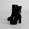 Small Super High Heel Short Boots Premium Suede Thick Heel Skinny Martin Boots