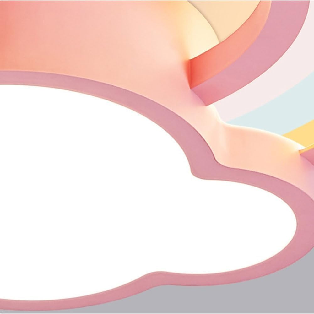 72W Kids Room Cloud Ceiling Light LED Dimmable Bedroom Flush Mount Ceiling Light Acrylic Shade Modern Cartoon Rainbow Pink Large Low Ceiling Lamp for