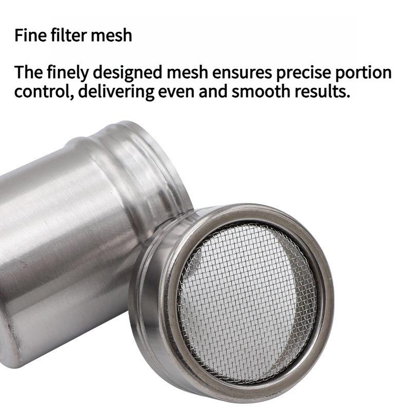 1PC stainless steel dusting can seasoning bottle dense hole loose powder sieve coffee sieve cylinder baking flour bottle sugar powder sieve