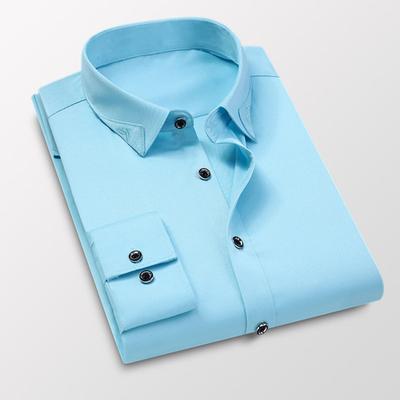 Erkek Gömlek Düz Renk Tek Düğmeli Formal Slim Fit Sonbahar Gömleği Günlük Giyim İçin