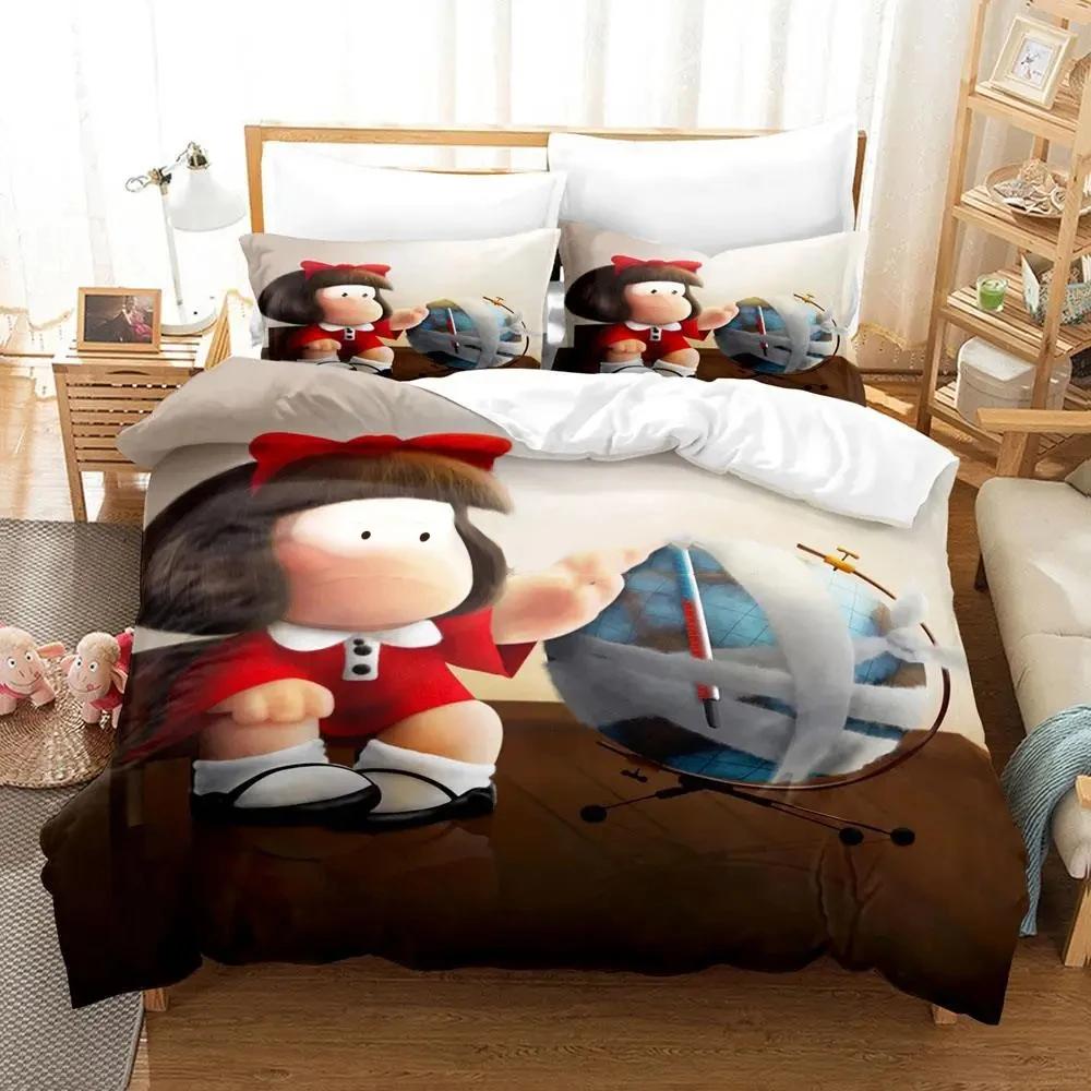 Mafalda Zēnu Guļamistabas Gultasveļa Vienguļama Divguļama Pilna Karaliene Karaļa Izmēra Pieaugušo Sega 3D Anime Gultas Palagu Komplekts Sega Pārvalks Spilvendrāna