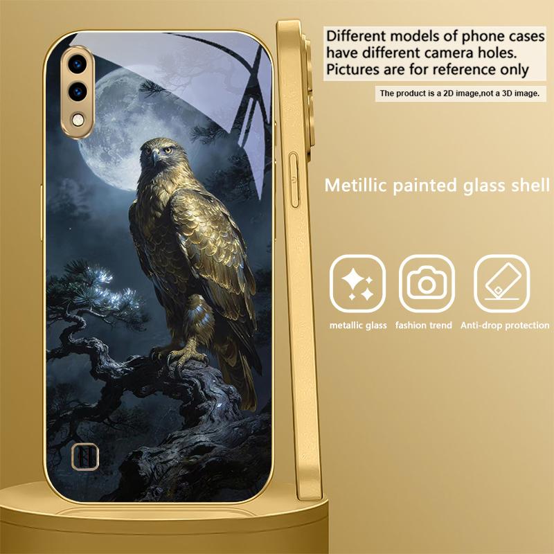 Golden Eagle with Wings For Samsung A 01 52S A04 A05S A10 A12 A13 22 23 24 36 42 M02 Note 10 20Ultra 8 9 Golden glass phone case