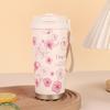 Duoli 316 Stainless Steel Lily of the Valley Insulated Coffee Mug with Straw