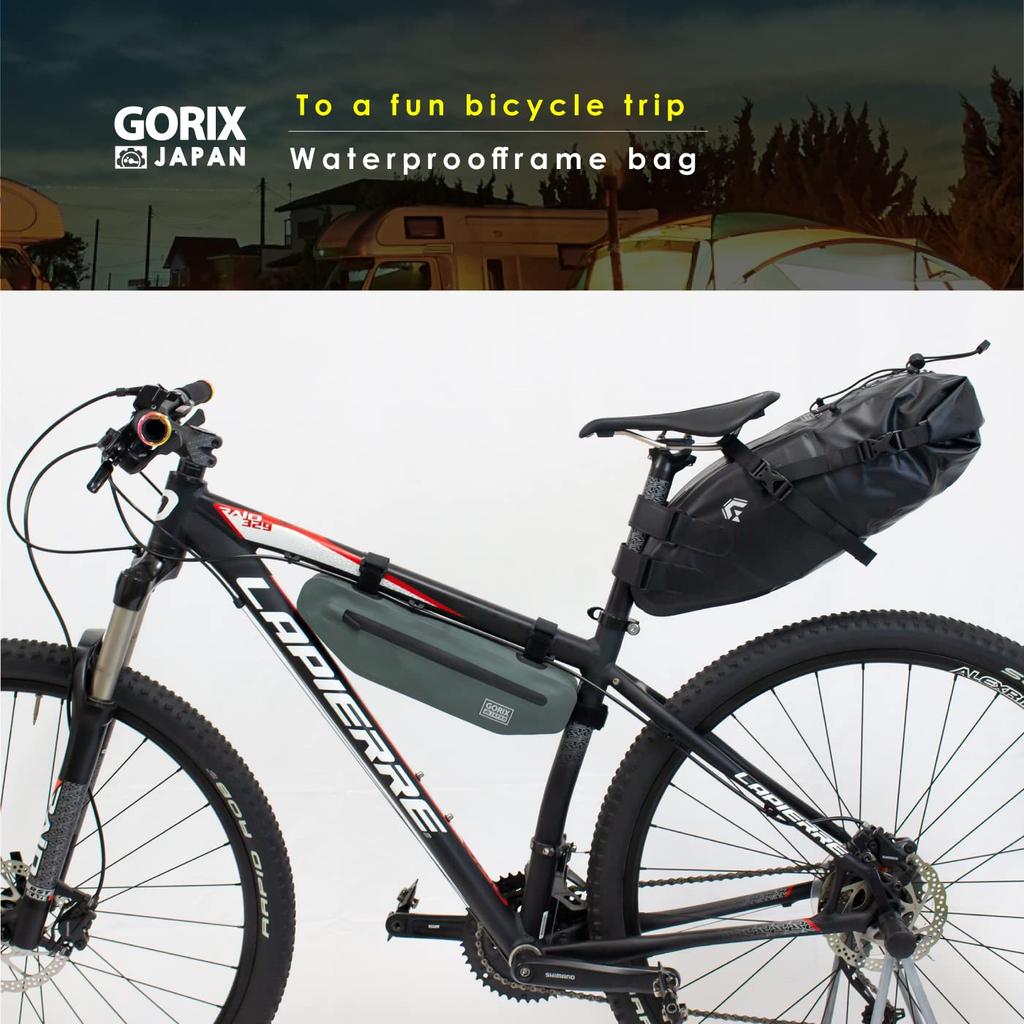 GORIX Frame Bag Bicycle Waterproof Top Tube Bag Cycle Bag Road Bike MTB Cross Bike Triangle Bag 1.5L (GX-FB27) (Gray)
