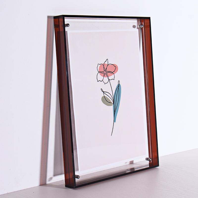 Color Acrylic Photo Frame Picture Frame and Acrylic Decorative Tray - Horizontal and Vertical Formats for Tabletop/Wall Display