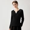 Ribbed Cashmere V-Neck Sweater - Women's Elegant Slimming Pullover for Autumn 2026