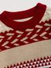 Women's Retro Argyle Color Block Pullover - Warm, Soft, Long Sleeve Crew Neck Sweater for Autumn/Winter