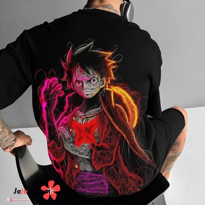 

One Piece Luffy Anime Manga T-Shirt Tee Mens Casual Costumes Polyester S