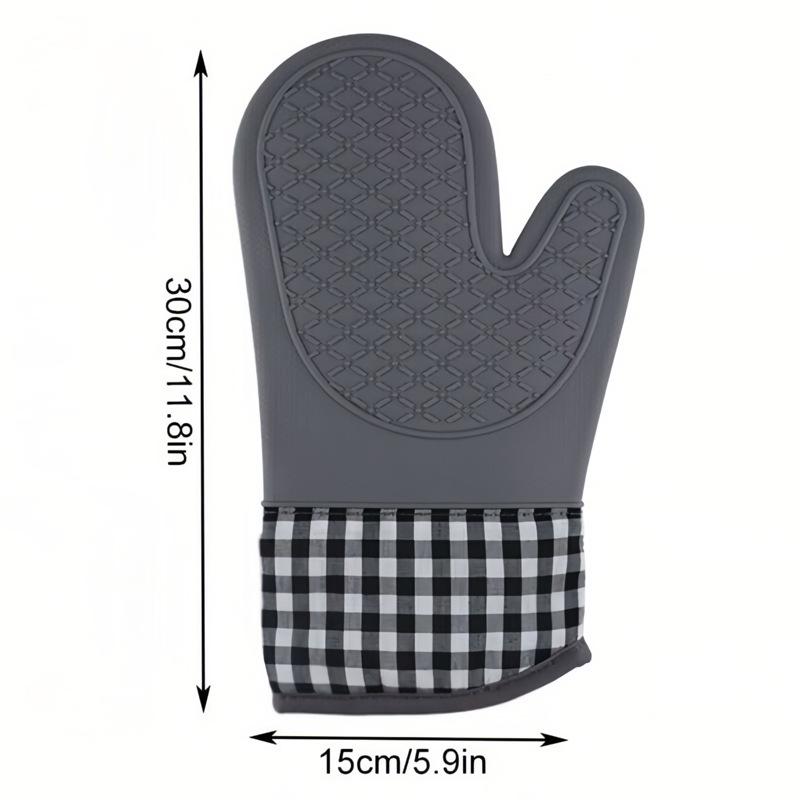Extended  thickened Oven Anti Slip Mitts Heat Resistant Silicone Gloves Kitchen Cooking Baking BBQ Gloves with Wrist Protection