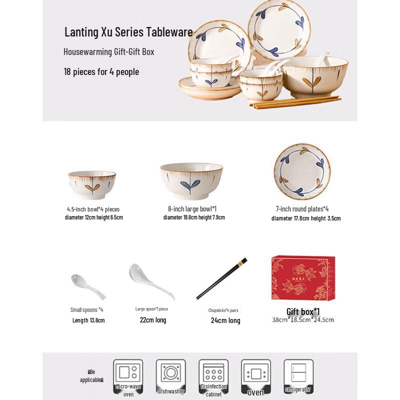 JingJingRS Lanting Xu Japanese Ceramic 10-Piece Dinnerware Set
