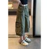 Women S High Waist Loose Wide Leg Cargo Capri Jeans Summer Plus Size