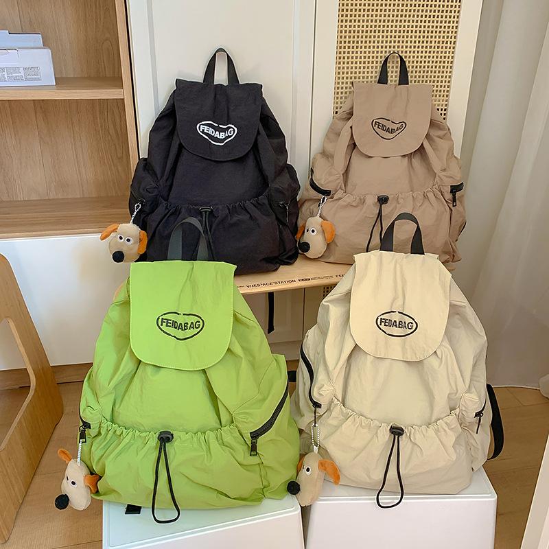 Nylon casual backpack drawstring large capacity men's and women's hiking outdoor daily backpack