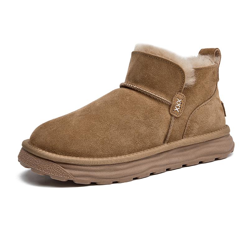 

Winter Men s Non-slip Snow Ankel Boots Wool Thick Fleece Lining Warm Man Plus Size 40-45 40 бежевый