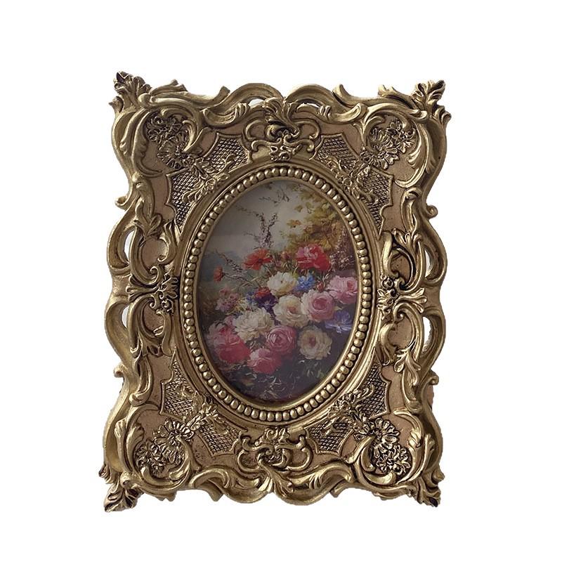 European Retro Resin Rectangular Photo Frame - Creative Carved Desktop Display for Weddings