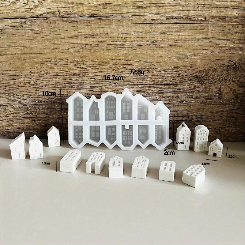 3D Nordisk Stil Litet Hus Silikonform 12-håls Hus Ljusformar Minihus Gips Betong Cementform Aromtvålformar