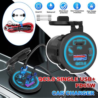 Caricabatterie per auto USB-C da 83 W con ricarica rapida PD e QC3.0 per veicoli da 12 V-24 V