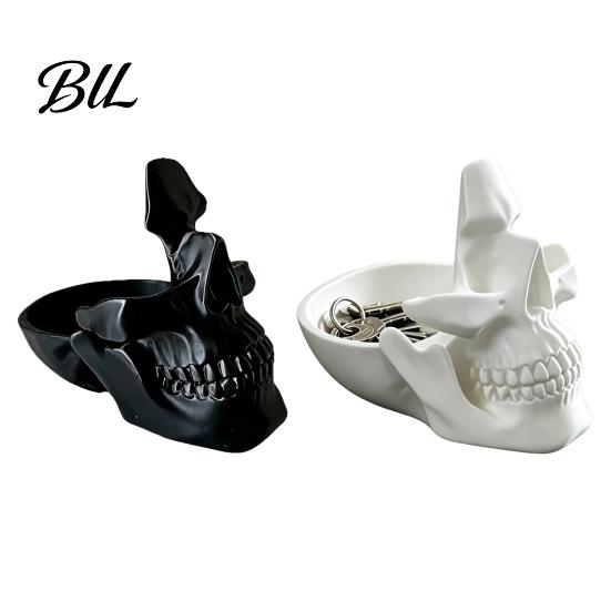 Halloween Decorative Ornament 3D Printed Skull Desk Organizer Tray, Novelty Eyeglass Holder with Nose Rest, Gothic Style Gift for Men Creative