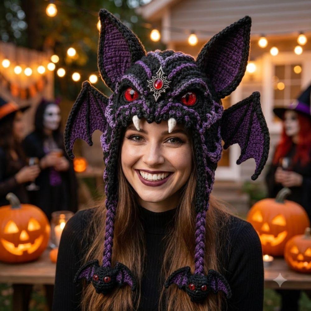 Warm Hand Knitting Animal Hood Set Handmade Halloween Animal Hat Holiday Gift