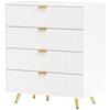 Elegant Four Drawer Bedside Table White