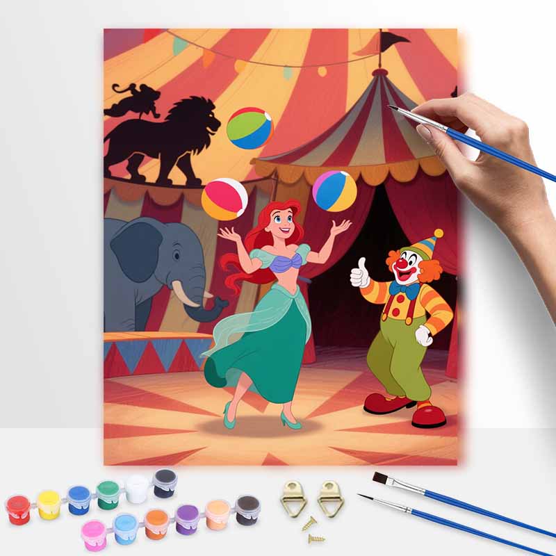 Disney Circus Mermaid Digital Oil Painting Art Kit Handmade DIY Home Decor Gift