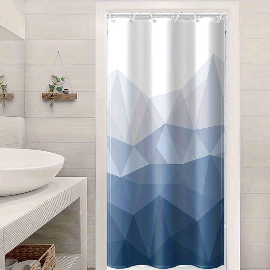 Elegant Blue and White Geometric Waterproof Shower Curtain – Perfect for Adding a Modern and Stylish Touch to Your BathroomDecor