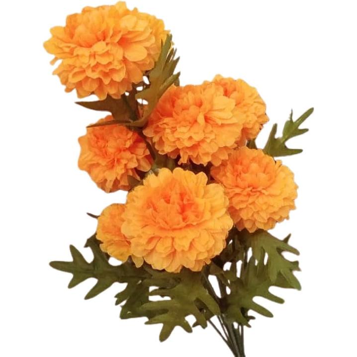 (Pack of 3, Thai Artificial Yellow Marigold Bunch, Artificial Flowers, Marigold Flower, Yellow Flowers, Marigold Yellow, Calendula officinalis