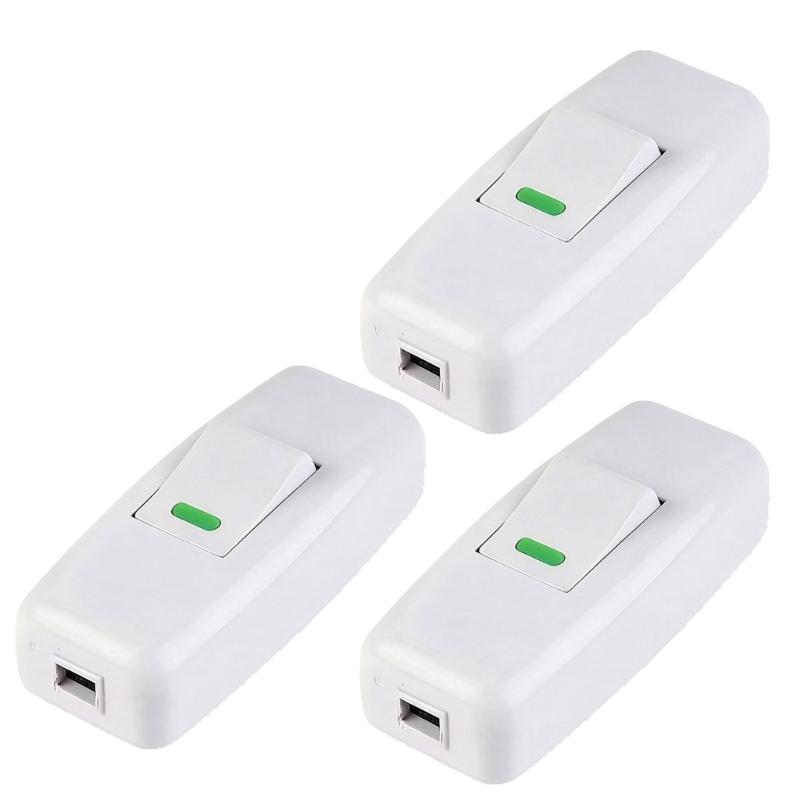Home Appliance Inline Cord Switches 16A 250V Single On Off Line Unit, Plastic Insulated Housing for Daily Repair Projects