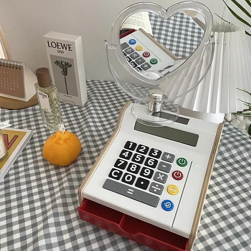 Nouă oglindă de machiaj din acril cu două fețe Oglindă cosmetică în formă de inimă Oglindă de machiaj de birou pentru dormitor, bază transparentă