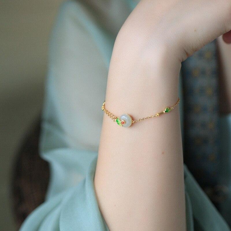 925 Sterling Silver Bracelet For Women Color Painting Craft Immortal Retro Style Light Luxury High Sense Bracelet Women 'S New
